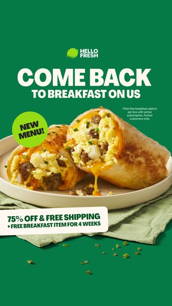 This Hello Fresh ad is targeted at previous Hello Fresh customers. It advertises a promotion where users who re-subscrib
