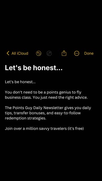 This ad utilizes a screenshot of an iPhone's Notes app to make a conversational claim about travel without being a p
