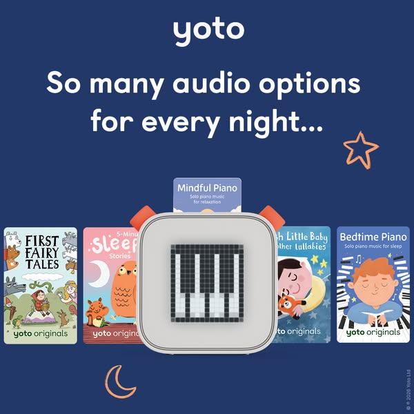 This image ad promotes the Yoto Player and Yoto Cards, which offer audio storytelling for kids. The ad features the Yoto