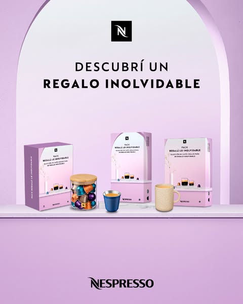 This image ad for Nespresso showcases a curated selection of products aimed at gifting. The ad features Nespresso coffee