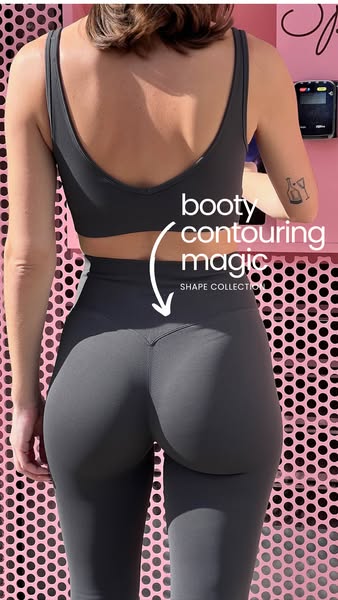 This ad showcases the brand's shape collection leggings and how they contour the wearer's body.