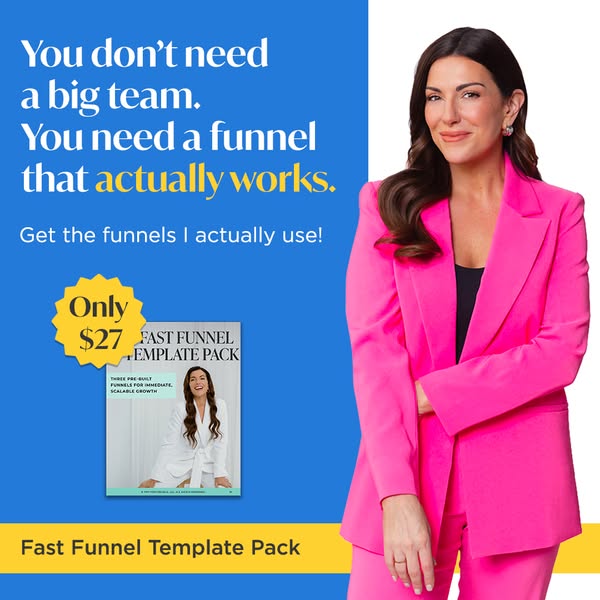This image ad promotes a 'Fast Funnel Template Pack' that provides pre-built funnels for immediate and scalable 