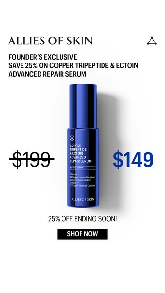 This image ad for Allies of Skin promotes a limited-time offer on their Copper Tripeptide & Ectoin Advanced Repair S