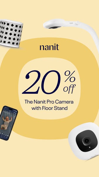 This image ad for the Nanit Pro Camera highlights the device's features and current promotion.