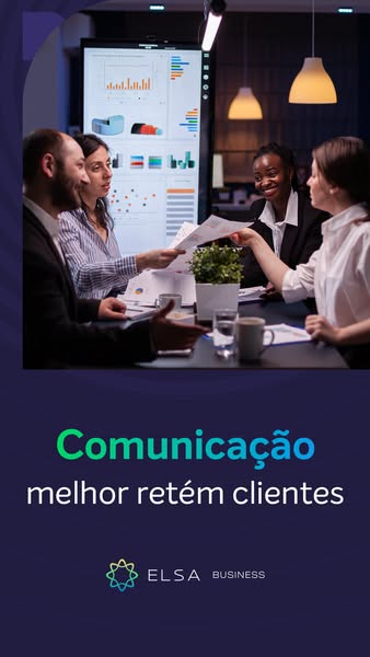 This image ad for ELSA Business features a group of business professionals at a conference table, surrounded by items su