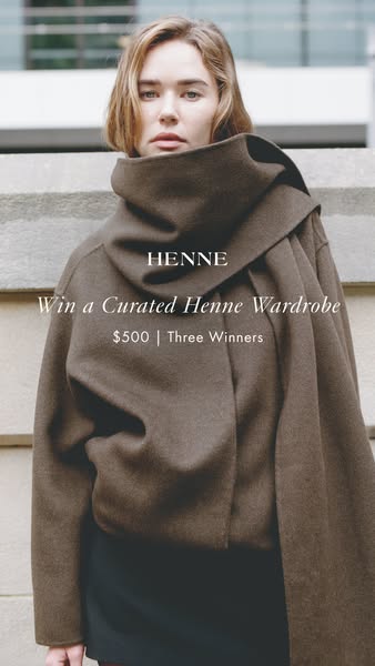 This is an image ad promoting a contest where the winner will receive a curated wardrobe from Henne.