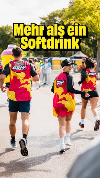 An image ad for Holy Energy drink shows three people jogging along a road as part of what is implied to be a brand-spons