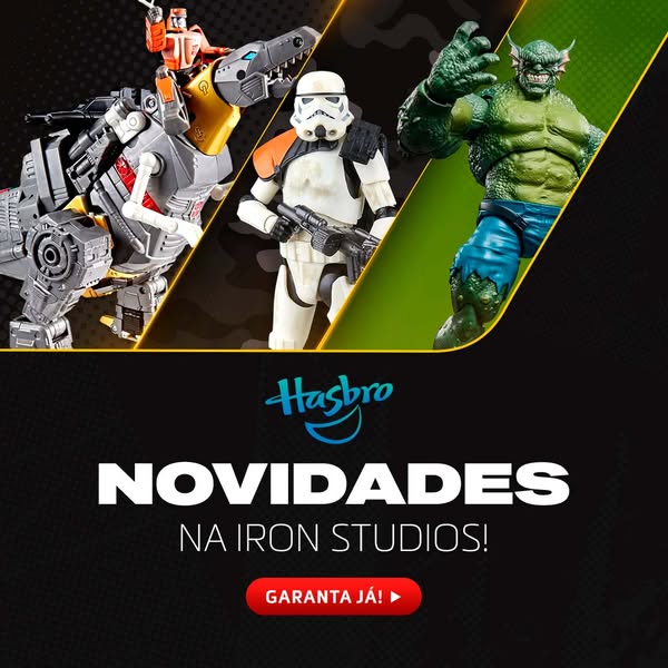 This ad showcases new Hasbro action figures in partnership with Iron Studios.