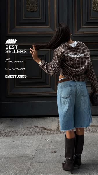 This ad promotes EM ESTUDIOS's best sellers from the 2026 Spring Summer collection. The ad features a model showcasi