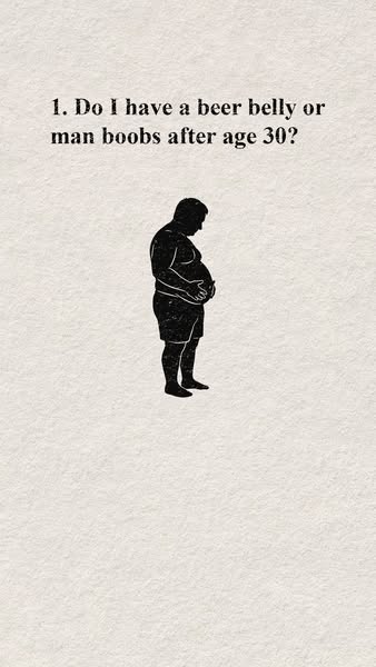 The ad presents a humorous question regarding body image concerns for men over 30, aiming to resonate with individuals f