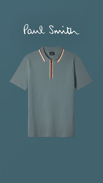 This ad features a Paul Smith polo shirt, presented against a solid background, with the brand name displayed above the 