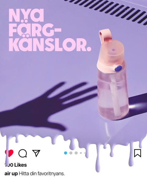 This image ad displays an Air Up water bottle on what appears to be a purple car hood with an Instagram user interface o