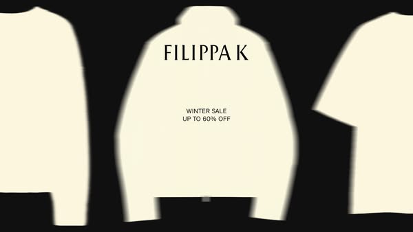 This ad showcases a winter sale from Filippa K, featuring a discount of up to 60% off. The ad uses a minimalist design w