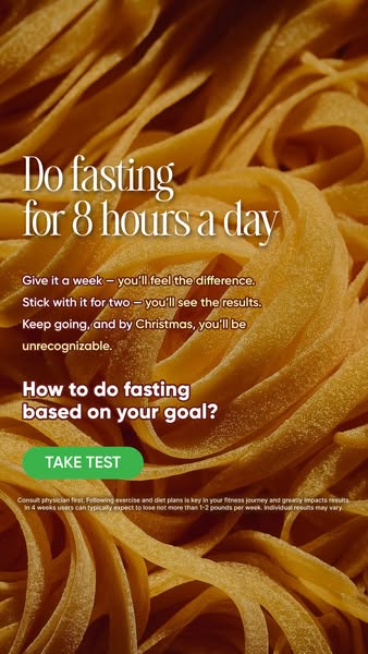 This ad promotes intermittent fasting with an emphasis on weight loss and provides a call to action to take a test.