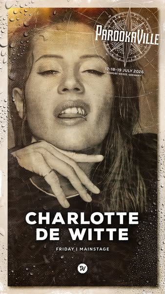 This ad promotes the Parookaville music festival in Germany in July 2026 featuring Charlotte de Witte on the Mainstage.