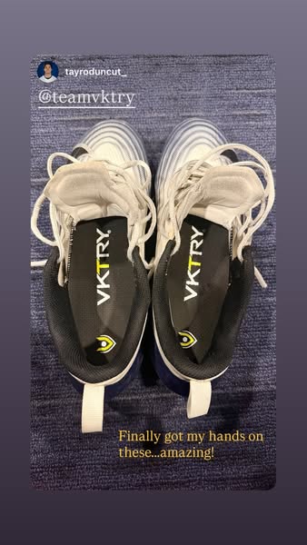 This ad features a pair of VKTRY insoles inside of a pair of athletic shoes. The ad is presented as user-generated conte