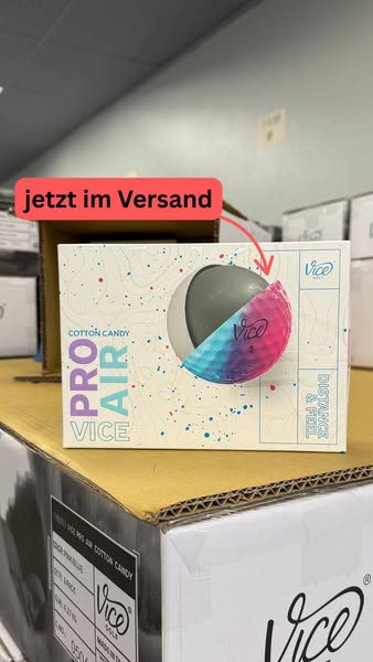 This ad showcases Vice golf balls, specifically the Pro Air Cotton Candy model, highlighting its unique colorway and ava