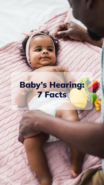 This ad shows a baby lying down on a pink blanket with an adult nearby, while text overlaid on the image advertises 7 fa