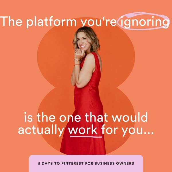 This image ad is for a 5 day Pinterest course for business owners. The ad is designed to grab the attention of business 