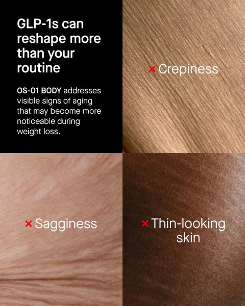 The ad image is divided into four quadrants. The top left introduces the brand and product, and the other three show clo