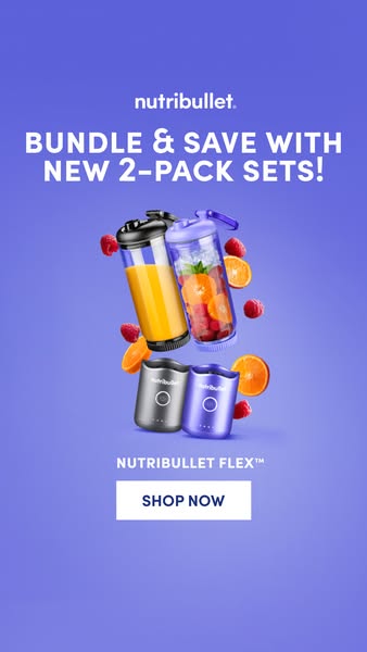 This image ad showcases Nutribullet Flex blenders in a visually appealing manner. The ad highlights a bundle offer, enco