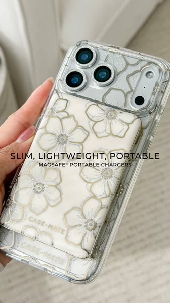 This ad for Case-Mate portable chargers highlights the product's slim, lightweight and portable features, by showing