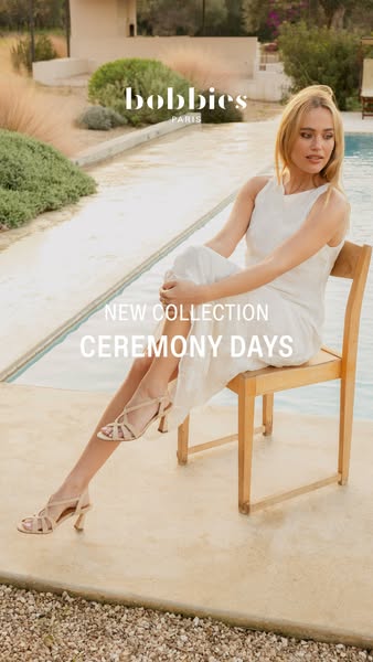 An image showcasing the Bobbies Paris brand and their new collection, ‘Ceremony Days.’ The visual is a stylish shot of a