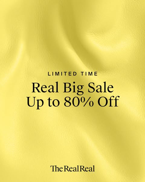 This image ad promotes a limited time sale by The RealReal, offering up to 80% off.