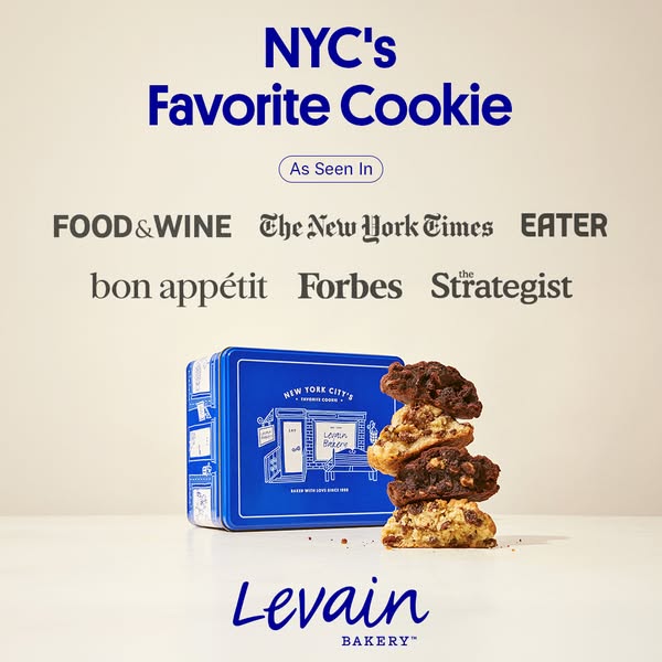 This ad for Levain Bakery promotes their NYC cookies by highlighting that they are the city's favorite and have been