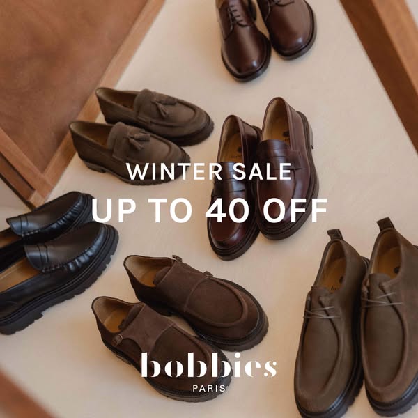 This ad showcases a variety of Bobbies Paris shoes and promotes a winter sale with up to 40% off.