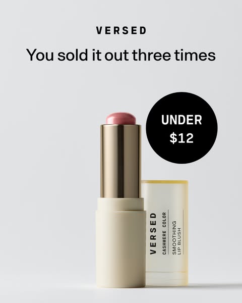This is a static image ad for Versed's smoothing lip blush. The ad leverages social proof by stating that the produc