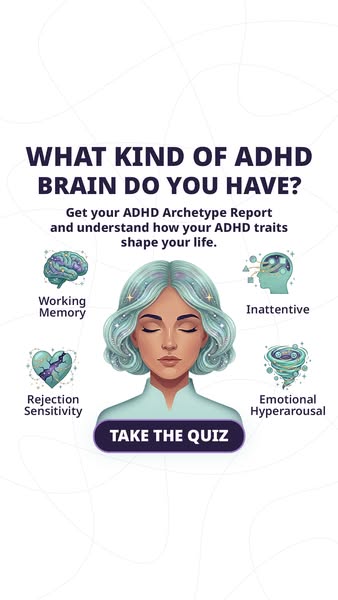 This ad promotes a quiz to determine the viewer's ADHD archetype.