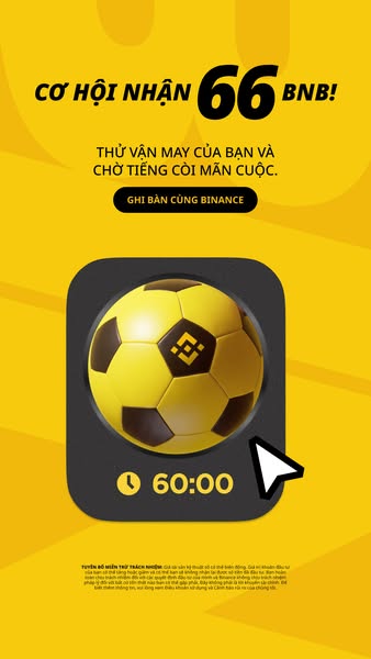 This ad presents the viewer with an opportunity to participate in a chance to win 66 BNB. The viewer is encouraged to tr