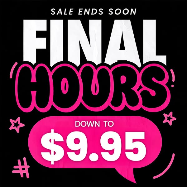This image ad uses a pink and black color scheme to create urgency for a sale that is ending soon. The image includes st