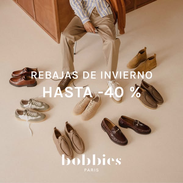 This ad showcases a variety of Bobbies Paris shoes with a winter sale offer of up to 40% off.