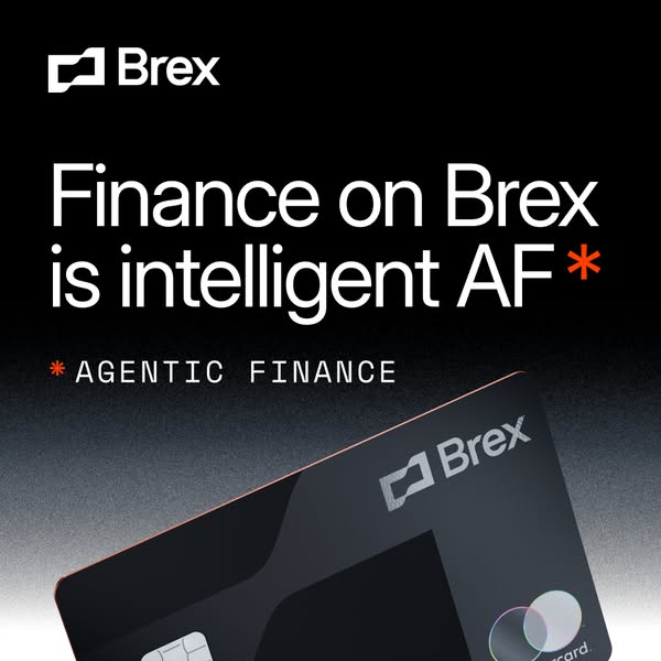 This ad for Brex promotes its agentic finance services. The ad features a close-up of a Brex card and uses the headline 
