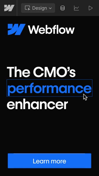 This ad for Webflow is targeted towards CMOs and highlights the platform's ability to enhance performance. The ad fe