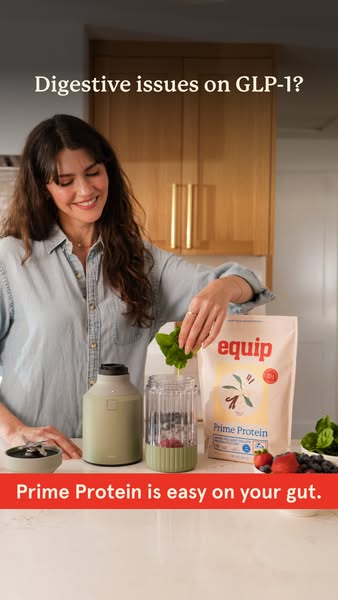 This ad addresses the digestive problems some people experience when taking GLP-1 medication. It features Equip Prime Pr