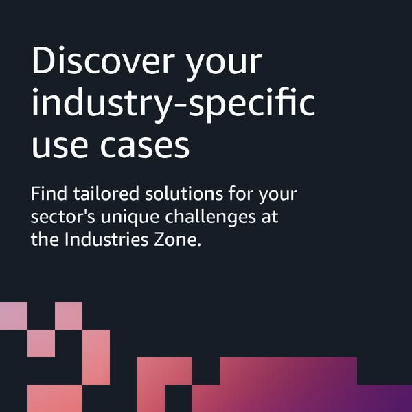 The ad promotes the Industries Zone and tells the viewer to discover industry-specific use cases and find tailored solut