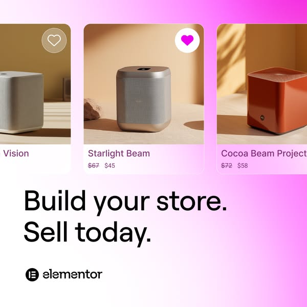 This ad showcases a collection of three different speaker models on a product display, inviting viewers to create an onl