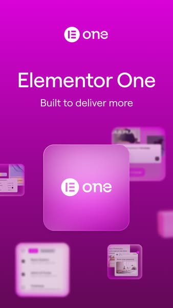 This ad is for Elementor One, a service that allows you to build websites. It features several floating windows showing 