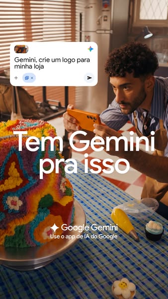 A baker uses the Google Gemini app to generate a logo for his shop.