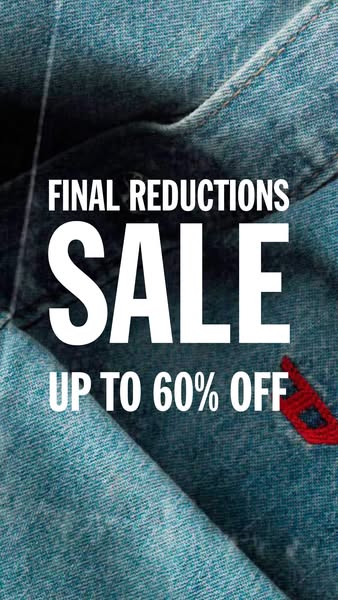 Image ad for Diesel promoting a sale of up to 60% off.