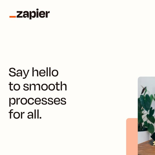 This image ad for Zapier uses a minimalist design to convey a message of streamlined processes. The ad features the Zapi