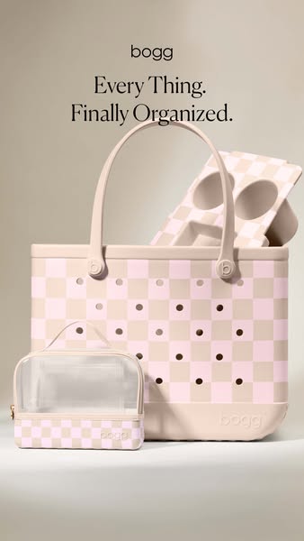 This ad features a Bogg Bag and associated organizational products. The brand name and tagline, 'Every Thing. Finall