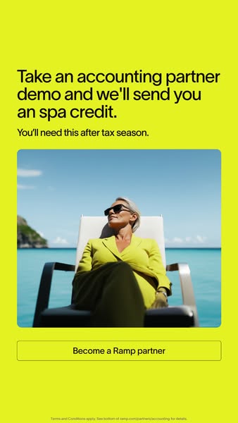 This image ad is promoting Ramp accounting software. As an incentive to try their accounting partner demo, Ramp is offer