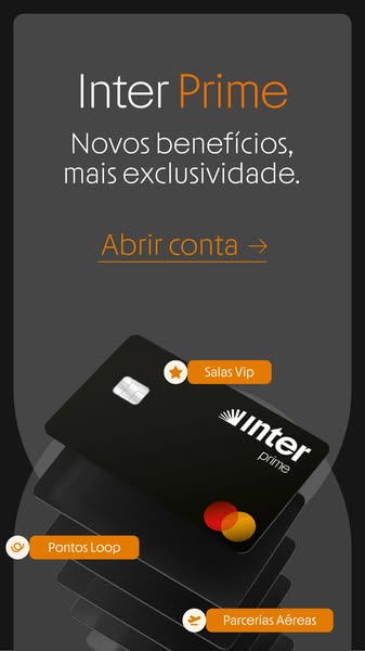 This ad promotes Inter Prime, highlighting new benefits and exclusivity. It features a sleek design with a black credit 