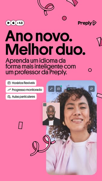 This ad for Preply promotes the app as a way to learn a language in a smarter way with a Preply teacher. The ad features