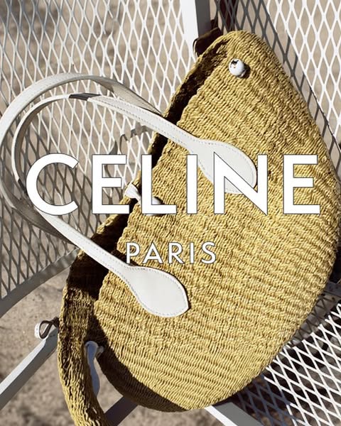 A simple product shot of a Celine brand basket bag with handles, emphasizing the brand's name.