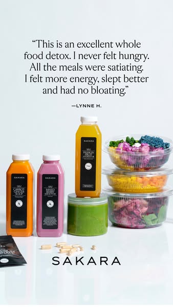 This ad features a testimonial from a customer who used Sakara's whole food detox program. The customer states that 